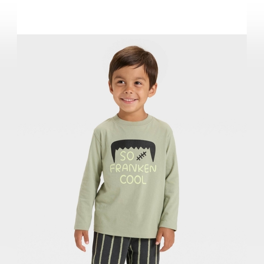 New Toddler Boys' Long Sleeve Halloween French Terry Shirt and Pants Set - Picture 4 of 5